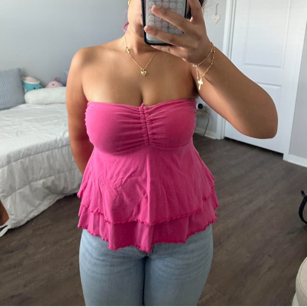 Wild Fable Fuchsia Strapless Layered Top